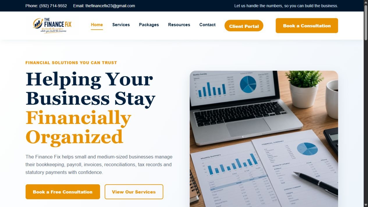 The Finance Fix Guyana homepage